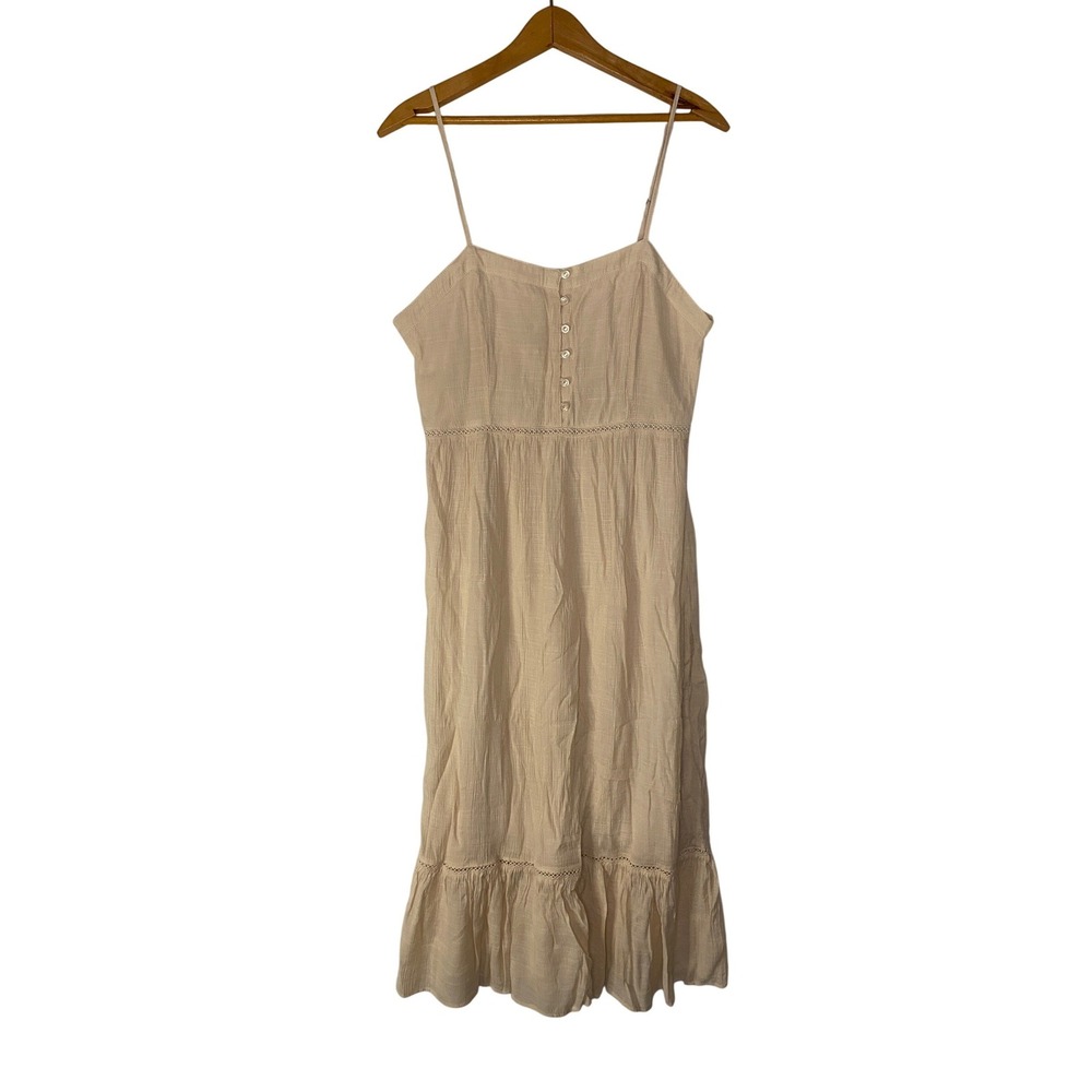 Love Tree Cream Gauze Tank Midi Dress Boho Large Cottagecore Prairie Milkmaid